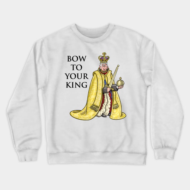 Bow to your King Crewneck Sweatshirt by Mackaycartoons